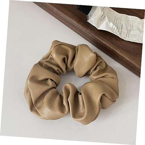 LOLIPPYY 4 Stück PU Leder Haargummis Elastische Haarschleifen Kleine Scrunchies für Damen und Mädchen Haaraccessoires in Khaki und Dunkelbraun von LOLIPPYY