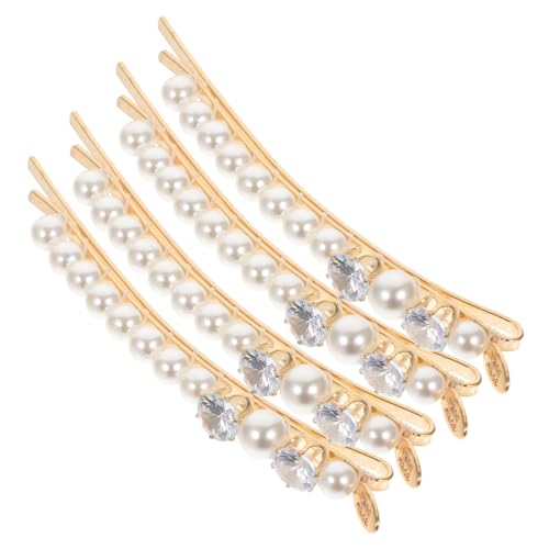 LOLIPPYY 4 Stück Perlen Haarspangen mit Funkelnden Strasssteinen Metallclips für Damen und Mädchen Fester Sitz für Hochzeit Party und Festliche Anlässe Modisches Haarschmuck Accessoire von LOLIPPYY