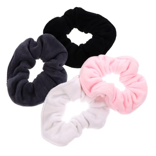 LOLIPPYY 4 Stück Superfeine Mikrofaser Haargummis Große Bunte Scrunchies für Mädchen und Frauen Elastische Weiche Haarbänder für Pferdeschwanz Vielseitig für Alltag Party Sport und von LOLIPPYY