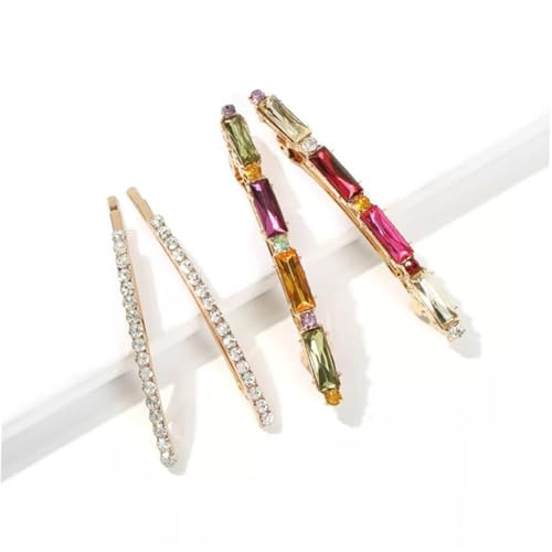 LOLIPPYY 4 Stück Teiliges Bunte Acryl Haarspangen mit Diamantbesatz Modische Haarklammern für Damen und Mädchen Robuste Metallfederclips für Vielseitiges Styling und Eleganten Haarschmuck von LOLIPPYY
