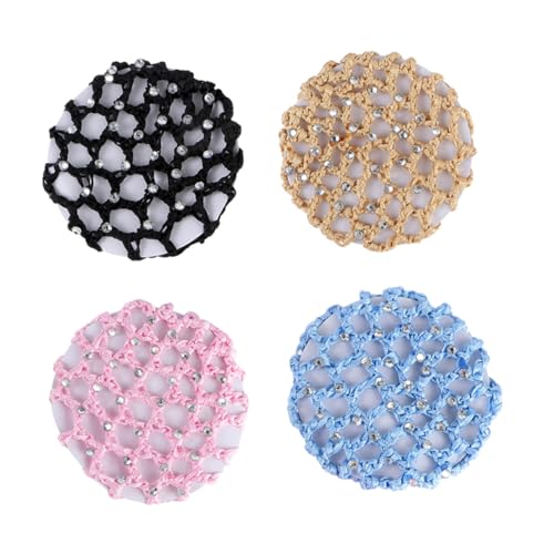 LOLIPPYY 4 Stück Teiliges Elastisches Haarnetz in Schwarz Beige Rosa Hellblau Feines Gehäkeltes Snood für Damen und Mädchen für Ballett Hochsteckfrisuren Wig Styling und Tägliche von LOLIPPYY