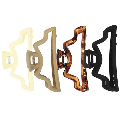 LOLIPPYY 4 Stück Teiliges Große Haarklammern aus Robustem Resin Vintage Wellen Design Vielseitige Haarklammern für Dickes und Dünnes Haar Haarspangen für Damen und Mädchen Langlebig und von LOLIPPYY