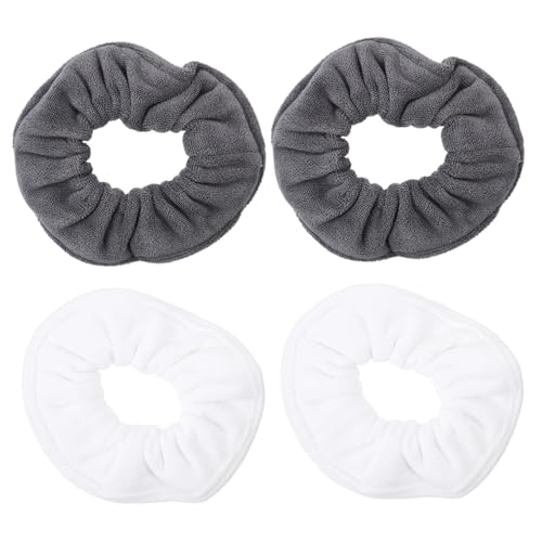 LOLIPPYY 4 Stück Teiliges Haargummis aus Saugfähigem Mikrofaserplüsch Weiche Haarbänder für Frauen und Mädchen Komfortable Vielseitige Ponytail Halter in Weiß von LOLIPPYY