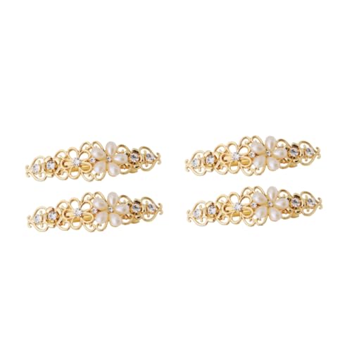 LOLIPPYY 4 Stück Teiliges Haarklammer Frauen Modische Metall haarspangen mit Perlen und Strass Zarte Leicht zu Befestigende Haarschmuck accessoires für Eleganten Look bei Hochzeiten und von LOLIPPYY