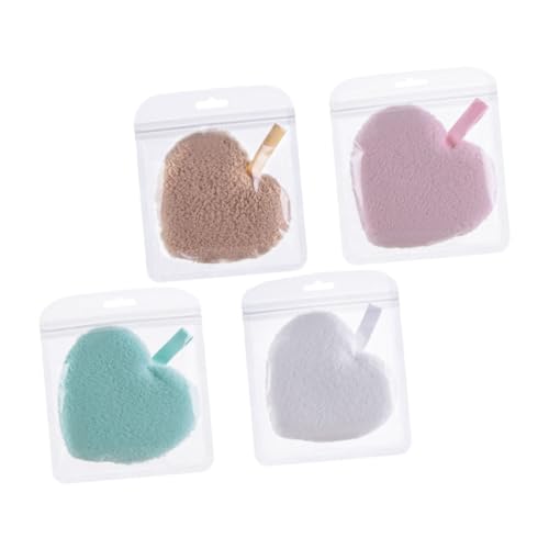 LOLIPPYY 4 Stück Teiliges Herzförmiges Abschminkpads Waschbare Gesichtsschwämme Sanftes Peeling Make up Entferner Schwamm Für Gesichtsreinigung Zuhause Reise von LOLIPPYY