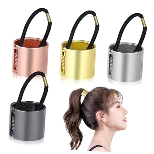 LOLIPPYY 4 Stück Teiliges Metalldraht Haarband mit Ponytail Manschette Elastischer Robuster Haarhalter in Gold Silber Roségold und Schwarz Modisches Accessoire für Damen und Mädchen von LOLIPPYY