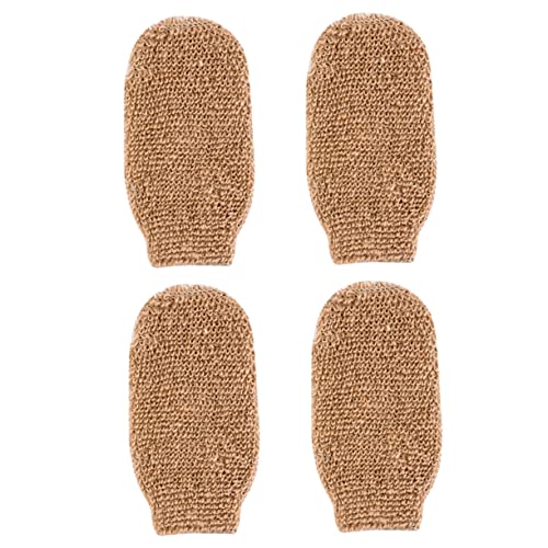 LOLIPPYY 4 Stück Teiliges Peeling Handschuh aus Natürlichem Jutegewebe Sanfte Körperreinigung mit Reichhaltigem Schaum Leicht und Kompakt für Dusche und Bad für Männer und Frauen Geeignet von LOLIPPYY