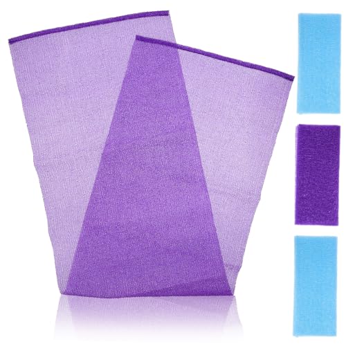 LOLIPPYY 4 Stück Teiliges Peeling Handtuch aus Elastischem Nylon Hautreinigender Körper Peeling Waschlappen Leicht Schnelltrocknend für Dusche Bad und Reisen Sanfte Massage und Entfernung von LOLIPPYY