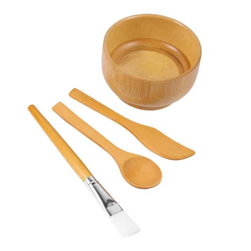 LOLIPPYY 4 Stück Teiliges Set aus Natürlichen Gesichtsmaskenschalen mit Spatel und Löffel DIY Maskenwerkzeug für Reisen und Zuhause aus Gesundem Gefertigt Wiederverwendbar und Leicht zu von LOLIPPYY