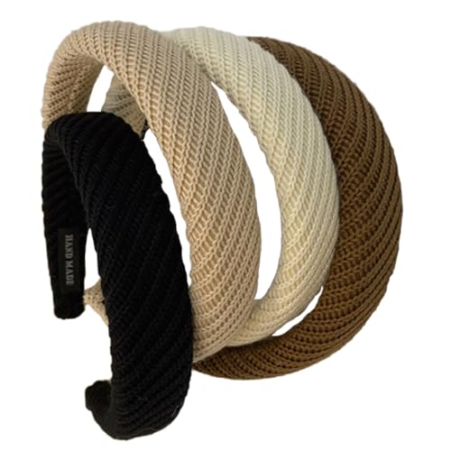 LOLIPPYY 4 Stück Teiliges Stoff Haarbänder aus Lammfellimitat Minimalistisches Design Weiche Stirnbänder für Damen und Mädchen Geeignet für Kurze Haare Bequemes Hautfreundliches Material von LOLIPPYY