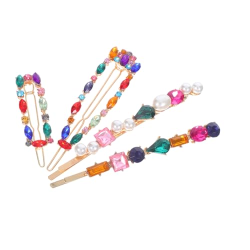 LOLIPPYY 4 Stück Teiliges Strass Haarklammern aus Langlebiger Legierung Modische Bunte Geometrische Haarspangen für Mädchen Stilvolle Haaraccessoires für Alltag und Besondere Anlässe von LOLIPPYY