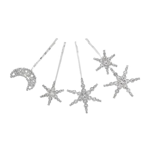 LOLIPPYY 4 Stück Teiliges Strass Haarschmuck Silber Haarspangen mit Hochwertigem Hitzebeständigem Material Damen Haarklammern für Hochzeit Party Festliche Anlässe Stirnband Alternative von LOLIPPYY