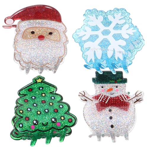 LOLIPPYY 4 Stück Weihnachtliche Haarklammern Kleine Haarspangen mit Fester Fixierung für Frauen und Mädchen Dünnes Haar Styling Zubehör für Weihnachtsfeier Alltag Geschenkidee von LOLIPPYY