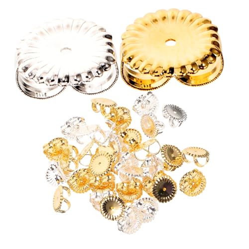 LOLIPPYY 40 Stück Teiliges Ohrring Stopper aus Sterlingsilber und Vergoldet Hypoallergene Ohrstecker Rückseiten mit Blütenform Sichere DIY Schmuckzubehör für Damen Langlebig und von LOLIPPYY