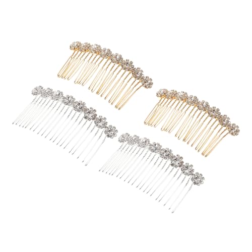 LOLIPPYY 4stücke Haarkämme Mit Blumenmuster Und Kristallakzenten Seitenkämme Für Damen Und Mädchen in Gold Und Silber Für Brautjungfern Und Hochzeiten von LOLIPPYY