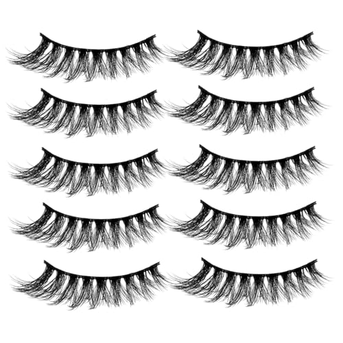 LOLIPPYY 5 Paar Falsche Wimpern Schwarz Dicke Künstliche Lashes Leicht Weich Voluminös Europäischer Stil Wiederverwendbar für Damen Mädchen Make Up von LOLIPPYY
