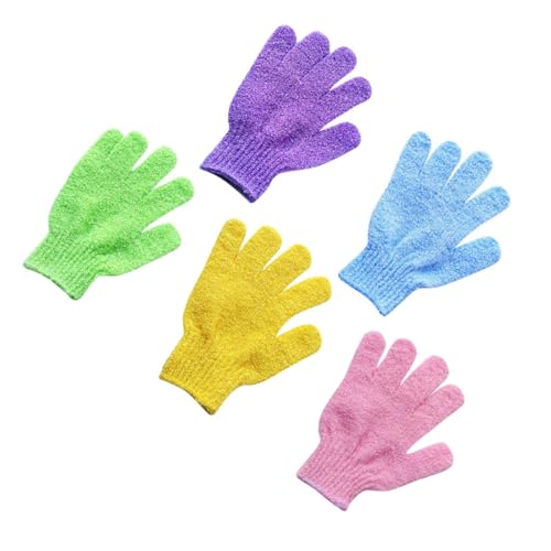 LOLIPPYY 5 Paare Peeling Handschuhe Fünf Finger Körperbürste Duschhandschuhe Badehandschuhe für Männer und Frauen Elastisch Beidseitig Verwendbar für Sanftes Peeling und von LOLIPPYY