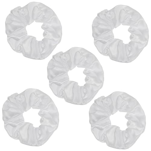 LOLIPPYY 5stücke Elastische Haarbänder Solider Farbe Satin-haargummis Für Pferdeschwanzhalter Weiche Und Stilvolle Haaraccessoires Für Frauen Und Mädchen Weiß von LOLIPPYY