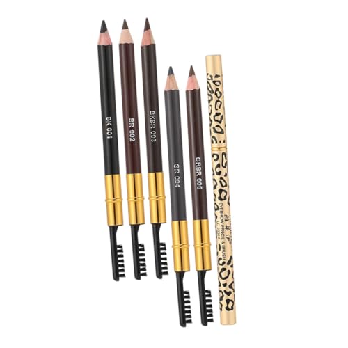 LOLIPPYY 5 Stück Teiliges Dualer Augenbrauenstifte mit Pinsel Wasserfest Smudge Natürliches Finish Leichte Kosmetiktools für Präzises Augenbrauenstyling für Reise und Alltag von LOLIPPYY