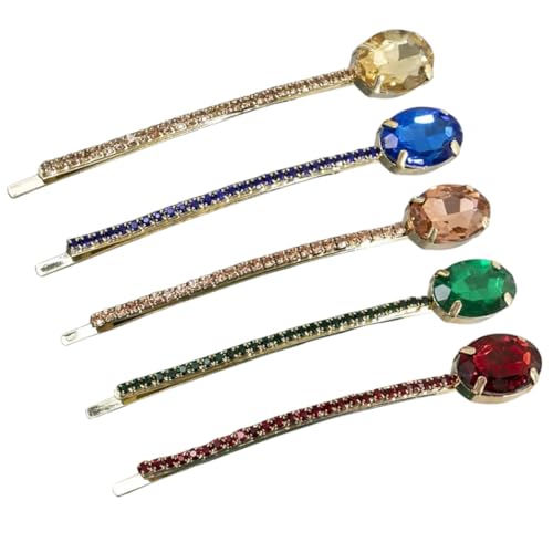 LOLIPPYY 5 Stück Teiliges Haarnadel mit Eleganten Haarspangen Funkelnde Strass Bobby Pins in Rot Grün Blau Champagner und Gelb Geeignet für Frauen und Mädchen Vielseitiger Haarschmuck für von LOLIPPYY