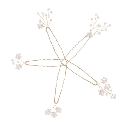 LOLIPPYY 5 Stück Teiliges Set U Förmige Perlen Haarnadeln Brautschmuck Hochglanz Blüten Haarklammern für Hochzeit Party Festliche Anlässe Leicht und Langlebig Eleganter Kopfschmuck von LOLIPPYY