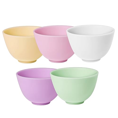 LOLIPPYY 5 Stück Teiliges Silikon Gesichtsmaskenschalen Große Flexible DIY Schalen Pastellfarben Geruchsneutral Bruchsicher Hautfreundlich für Maskenmischung und Aufbewahrung zu Hause von LOLIPPYY