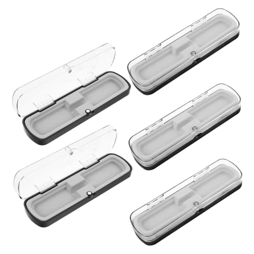 LOLIPPYY 5 Stück Transparenter Stifteetui Kunststoff Rechteckig Stiftaufbewahrung Klarer Organizer für Büro Schule Zuhause Leicht und Robust Einfache Übersicht und Platzsparend von LOLIPPYY