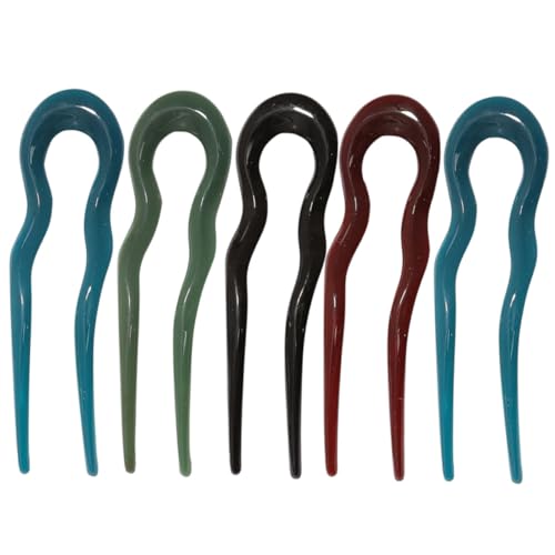 LOLIPPYY 5 Stück U förmige Haarnadeln Damen Retro Haarschmuck Haarforken für Dutt Styling Leicht Vielseitig Einsetzbar Bunte Farben Geeignet für Dickes und Lockiges Haar von LOLIPPYY