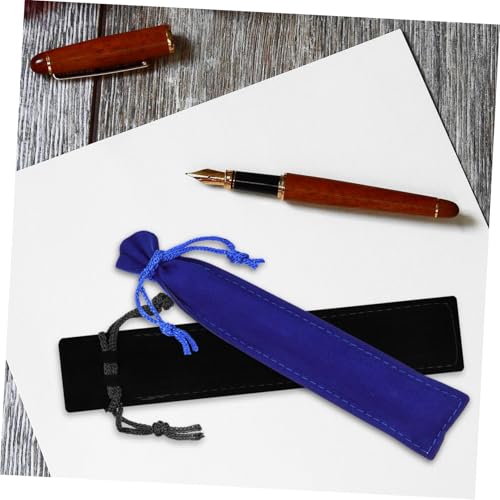 LOLIPPYY 50 Stück Teiliges Kordelzug Leichte Stift schutzhüllen für Kugelschreiber Bleistifte und Kleine Utensilien Tragbare Säckchen in Blau und Schwarz Vielseitig für Büro und Reise von LOLIPPYY