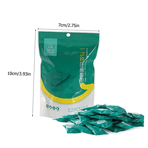 LOLIPPYY 50 Stück Tragbare Hautfreundliche Natürliche Komprimierte Handtücher in Tablettenform Einzeln Verpackt für Reisen Camping Sport und Hygienische Reinigung Unterwegs von LOLIPPYY
