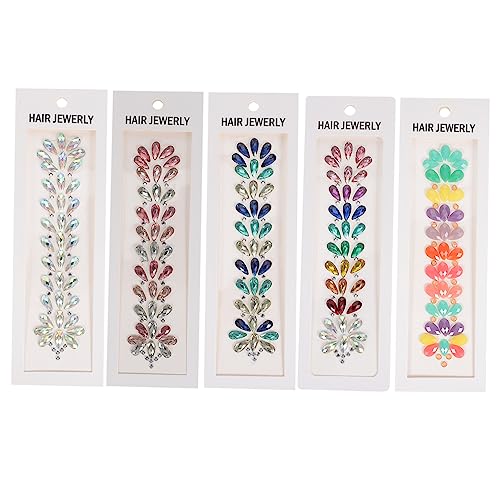 LOLIPPYY 5Blätter Gesicht Juwelen Aufkleber Selbstklebende Wassersteine für Glitzernde Dekoration für Festivals Partys und Cosplay von LOLIPPYY