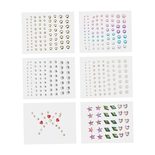 LOLIPPYY 6 Blätter Glitzernde Rhinestones Aufkleber für Make Up Dekorative Gesichtssticker für Partys und Festivals Hochwertige Sichere Materialien für Atemberaubende Looks von LOLIPPYY