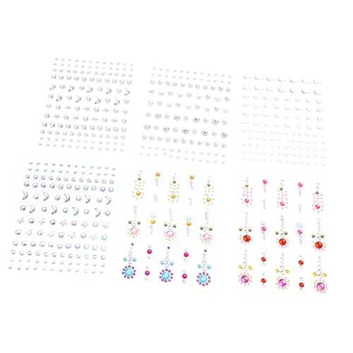 LOLIPPYY 6 Blätter Wasserdichte Acryl Gesichtsschmuck Sticker Glitzernde Masquerade Party Gesichtssteine für Stirn Augen Körper Hautfreundlich und Einfach zu Entfernen von LOLIPPYY