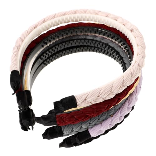 LOLIPPYY 6 Stck Teiliges Stirnband für Damen Geflochtene Einfarbige Haarschmuck Haarbänder in Schwarz Weinrot Blau Gelb Beige Dekorative Vielseitige Accessoires für Party und Alltag von LOLIPPYY