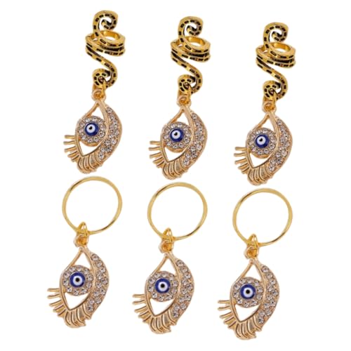 LOLIPPYY 6 Stck. Teiliges Haarringe für Zöpfe Dekorative Spiralen und Böser Auge Anhänger Verstellbare Haar Dreadlock Schmuck Modische Flecht Accessoires für Frauen Einfach zu Verwenden und von LOLIPPYY