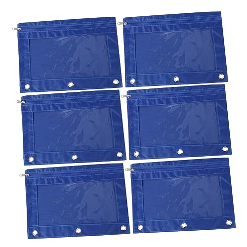 LOLIPPYY 6 Stück Binder Federmäppchen Tasche Schule Durchsichtiges Federmäppchen 3 Ring Schreibwaren Büro Bleistifthalter Federmäppchen Aus Mesh Briefpapierbeutel Oxford Blue von LOLIPPYY