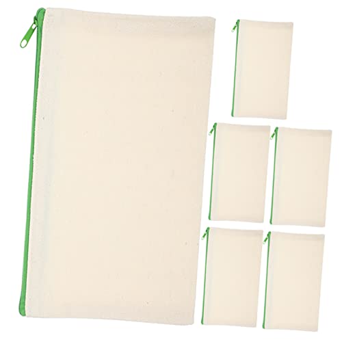 LOLIPPYY 6 Stück Canvas Federmäppchen mit Reißverschluss Kleine Multifunktionale Kosmetiktaschen Stifttaschen und Aufbewahrung für Pinsel Reisebeutel Handliche Organizer Zufällige Farbe von LOLIPPYY