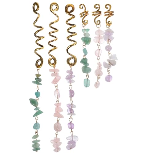 LOLIPPYY 6 Stück Dreadlock Haar Spiralen Manschetten Mit Jade Anhänger Zubehör Für Frauen Und Mädchen Haarschmuck Für Dreadlocks Langlebig Und Wiederverwendbar von LOLIPPYY