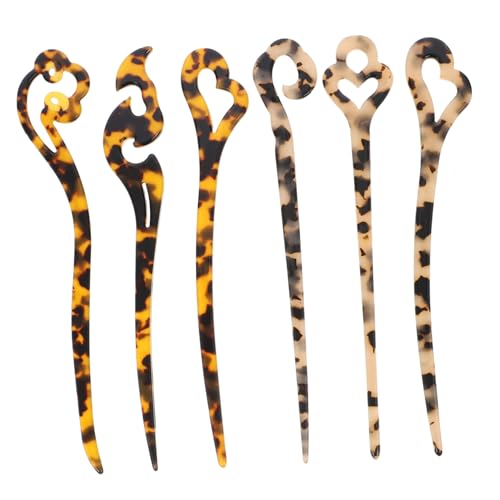 LOLIPPYY 6 Stück Teiliges Acetat Haarstäbchen Schildpatt design Langlebig für Duttfrisuren Geeignet für Mittleres Dickes Haar Vintage Haarschmuck Frauen Alltag und Fest Zufällige Farbe von LOLIPPYY