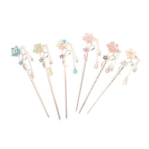 LOLIPPYY 6 Stück Teiliges Chinesische Haarnadeln mit Retro blumenmuster Klassische Antike Haarstäbchen aus Dekorative Haarschmuck für Frauen Geeignet für Hanfu partys und Zufällige Farbe von LOLIPPYY