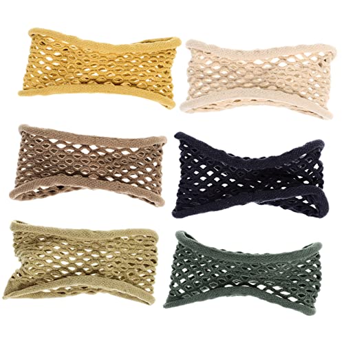 LOLIPPYY 6 Stück Teiliges Haargummi mit Breiter Nahtlos Elastisch für Schwere Haare Farblich Sortiert Gelb Khaki Dunkelblau Grasgrün Beige Vielseitiges Styling Accessoire für Mädchen von LOLIPPYY