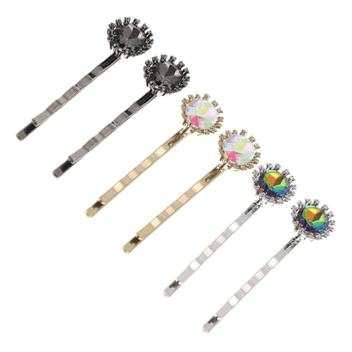 LOLIPPYY 6 Stück Teiliges Haarschmuck Mädchen mit Kubischem Zirkonia Geometrische Glaskristall Haarspangen in Schwarz Gold und Silber Langlebige Rostfreie Haarklammern für Hochzeit Party von LOLIPPYY
