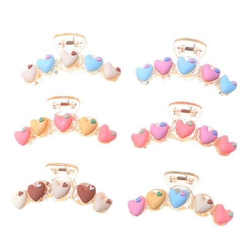 LOLIPPYY 6 Stück Teiliges Herzförmiges Haarklammer Große Mattfarbene Haarspangen Für Dickes Haar Modische Haarkralle Styling Zubehör Für Frauen Und Mädchen von LOLIPPYY