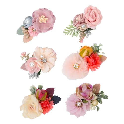 LOLIPPYY 6 Stück Teiliges Natürliche Blüten Haarspangen aus Baumwoll für Mädchen Frauen Wiederverwendbar Farbenfroh Vielseitig Tragbar für Fotoshootings Brautjungfern und Alltag von LOLIPPYY