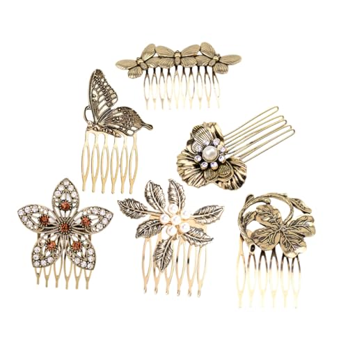 LOLIPPYY 6 Stück Teiliges Vintage Haarkämme mit Perlen Metall Steckkämme für Frauen und Mädchen Dekorative Haarspangen für Stilvolle Frisuren Langlebige Haarschmuck Accessoires von LOLIPPYY