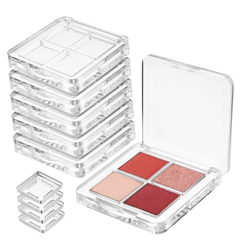 LOLIPPYY 6 Stück Transparente Leere Lidschatten Paletten Organizer Quadratisch mit Fächern Sicher Verschließbar Robustes Kunststoff Make up Aufbewahrung für Lidschatten und Highlighter von LOLIPPYY