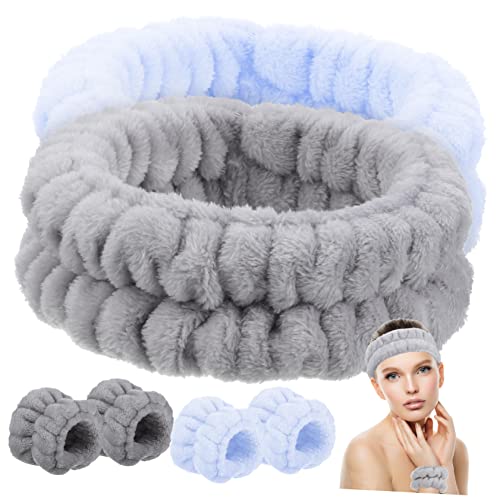 LOLIPPYY 6stücke Spa Stirnbänder Und Armbänder Verstellbare Elastische Gesichtswasch-haarbänder Mit Armbändern Für Damen Und Mädchen von LOLIPPYY