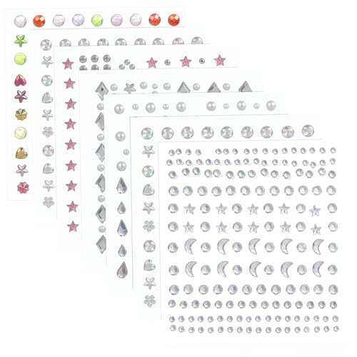 LOLIPPYY 7 Bögen Gesichts-strasssteine ​​zum Aufkleben, Strass-aufkleber, Selbstklebende Körperschmuck-augen-make-up-aufkleber Für Make-up-festivals Und Bastelarbeiten von LOLIPPYY