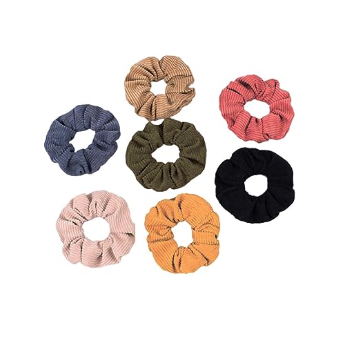 LOLIPPYY 7stücke Teilige Flanell-haargummis Elastischer Haarring Einfache Pferdeschwanzhalter Haarseil Für Frauen Und Mädchen Schwarzer Jaspis Gelb Orange Hellkaffee Blau von LOLIPPYY