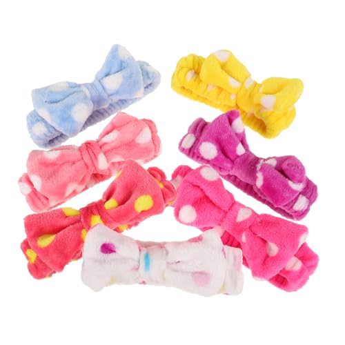 LOLIPPYY 7 Stück Teiliges Damen Set Gesichtswäsche Stirnband aus Saugfähigem Schnell Trocknendem Korallfleece Elastisches Verstellbares Haarband mit Schleife Hautfreundlich Geeignet für von LOLIPPYY